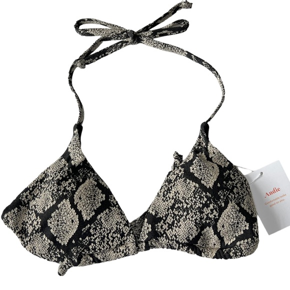 Andie Swim Snake Print String Bikini Top Size Medium - Picture 2 of 11
